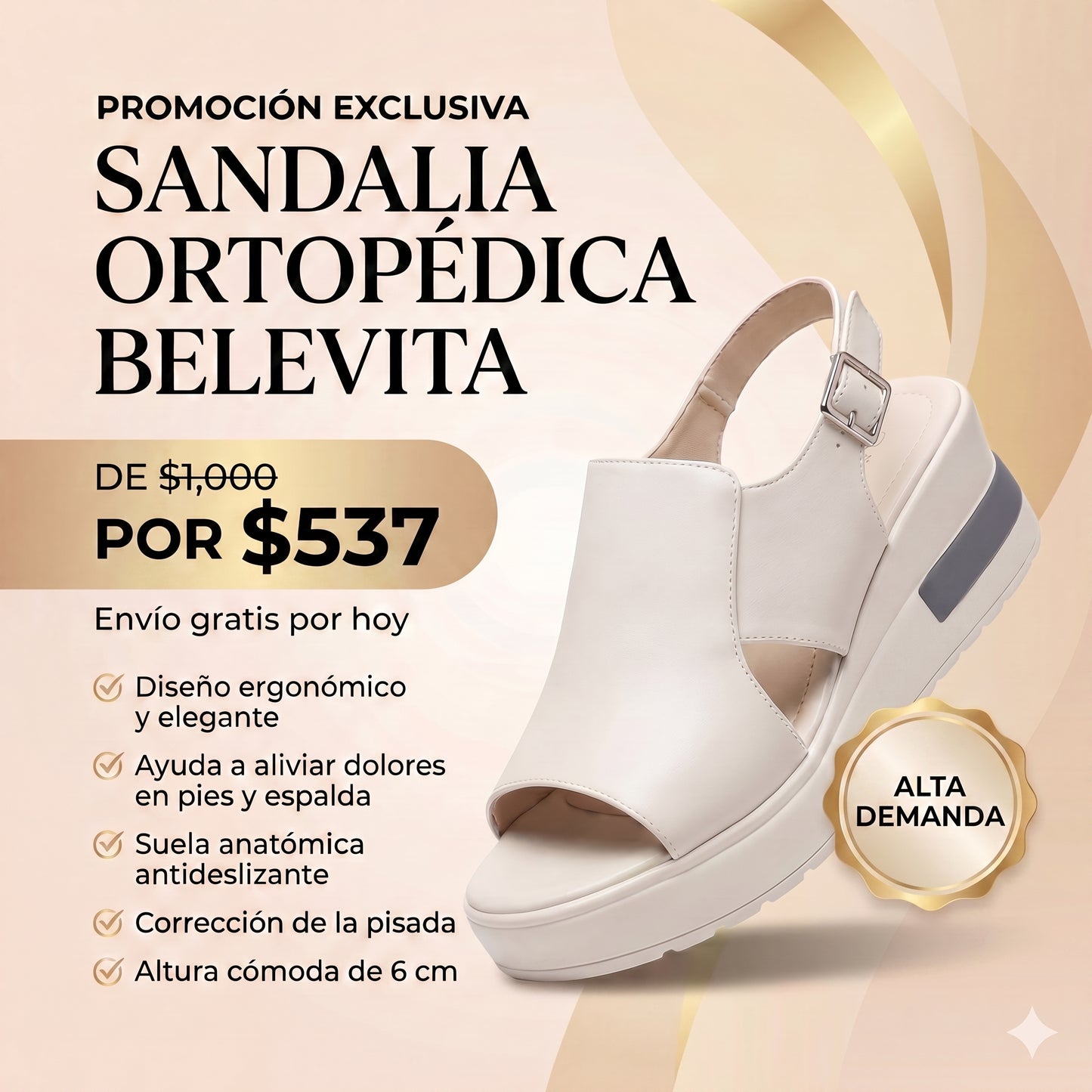 Sandalia Ortopédica Belevita - Diseño Ergonómico